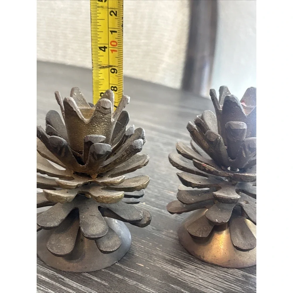 Vintage Brass Pine Cone Candle Holders Set of 2 Christmas‎ Holiday Decor
